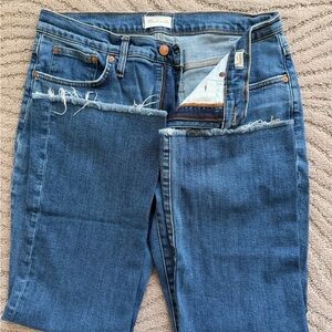 Madewell Frayed Hem Kick Out Crop Jeans - Blue Denim